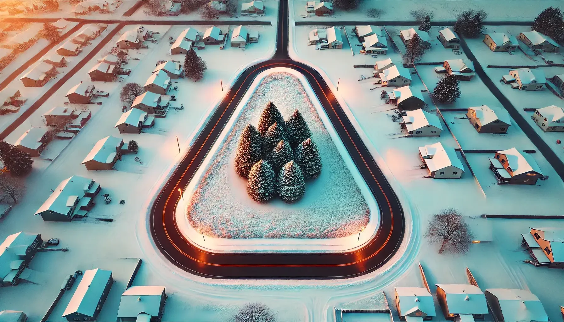 DALL·E 2025-01-03 14.48.43 – An overhead view of a distinctly triangular island, accurately shaped to match the irregular triangular design seen in a real-life reference from Goog